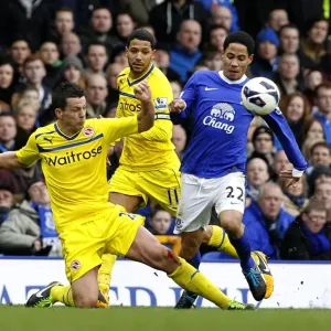 Print of Steven Pienaar vs. Ian Harte in Action Print of Steven Pienaar vs. Ian Harte in Action