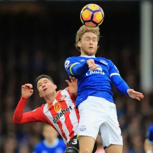 Battle for the Ball: Tom Davies vs Bryan Oviedo at Goodison Park Battle for the Ball: Tom Davies vs Bryan Oviedo at Goodison Park