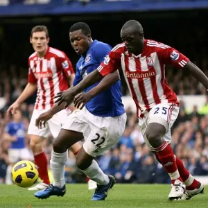 A Battle for the Ball: Yakubu vs Faye - Everton vs Stoke City (Barclays Premier League, Goodison Park, 30 October 2010)