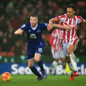 Battling for Ball Supremacy: Cleverley vs. Odemwingie - Everton vs. Stoke City, Premier League Battling for Ball Supremacy: Cleverley vs. Odemwingie - Everton vs. Stoke City, Premier League