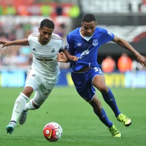 Battling for Possession: Naughton vs Browning in Swansea City vs Everton Premier League Clash Battling for Possession: Naughton vs Browning in Swansea City vs Everton Premier League Clash
