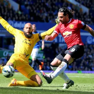 Blocked by Howard: Falcao's Thwarted Shot - Everton vs Manchester United Blocked by Howard: Falcao's Thwarted Shot - Everton vs Manchester United