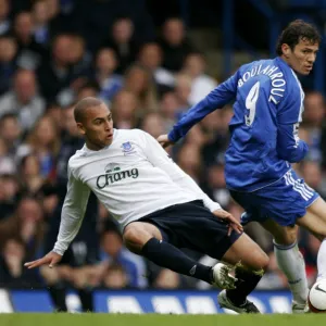 Chelsea v Everton - James Vaughan in action against Khalid Boulahrouz