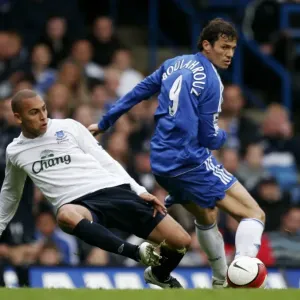 Chelsea v Everton - James Vaughan in action against Khalid Boulahrouz Chelsea v Everton - James Vaughan in action against Khalid Boulahrouz