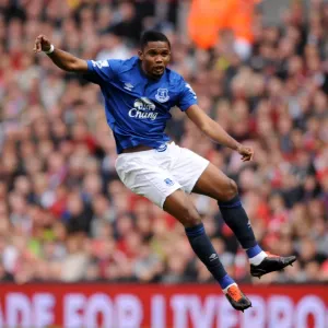 Clash at Anfield: Samuel Eto'o's Battle - Liverpool vs. Everton in the Barclays Premier League Clash at Anfield: Samuel Eto'o's Battle - Liverpool vs. Everton in the Barclays Premier League
