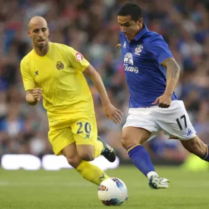 Print of Tim Cahill vs Borja Valero at Goodison Park Print of Tim Cahill vs Borja Valero at Goodison Park