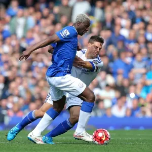 Print of Arouna Kone vs. Cesar Azpilicueta at Goodison Park Print of Arouna Kone vs. Cesar Azpilicueta at Goodison Park