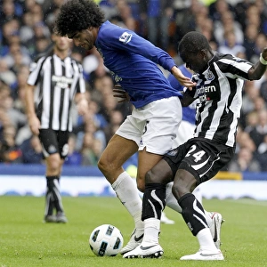 Clash at Goodison Park: Fellaini vs. Tiote - Premier League Battle between Everton and Newcastle United (18 September 2010)