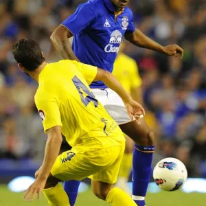Print of Jermaine Beckford vs Mateo Musacchio at Goodison Park Print of Jermaine Beckford vs Mateo Musacchio at Goodison Park