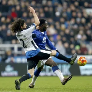 Print of a footballer in action