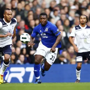 Competing for Supremacy: A Battle of Strength – Kaboul vs. Yakubu in the Premier League Showdown between Tottenham Hotspur and Everton (23 October 2010, White Hart Lane) Competing for Supremacy: A Battle of Strength – Kaboul vs. Yakubu in the Premier League Showdown between Tottenham Hotspur and Everton (23 October 2010, White Hart Lane)