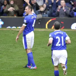 Darron Gibson Scores Everton's First Goal Against Queens Park Rangers in BPL (13-04-2013, Goodison Park)