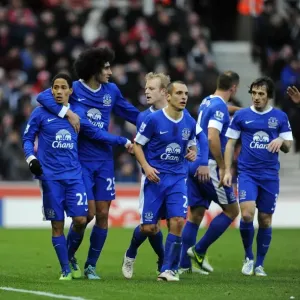 David Moyes and Everton Players Celebrate 1-0 Lead Over Stoke City: Own Goal by Ryan Shawcross (15-12-2012) David Moyes and Everton Players Celebrate 1-0 Lead Over Stoke City: Own Goal by Ryan Shawcross (15-12-2012)