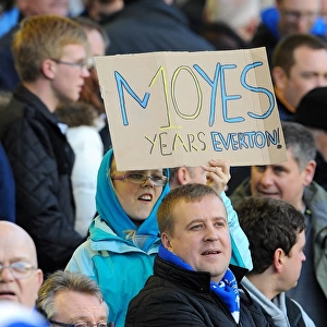 Decade of Leadership: Everton Fan Honors David Moyes with Banner at Goodison Park (BPL 10 March 2012 vs. Tottenham Hotspur)