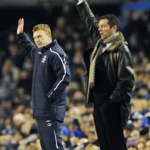 Deep in Thought: Moyes and Brown Pondering at Goodison Park during Everton vs. Hull City, 2009 Barclays Premier League Deep in Thought: Moyes and Brown Pondering at Goodison Park during Everton vs. Hull City, 2009 Barclays Premier League