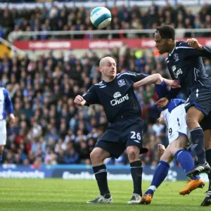 Defending Duo: Lescott and Carsley Shield Everton Against Birmingham Attack in Barclays Premier League, 2007-08 Defending Duo: Lescott and Carsley Shield Everton Against Birmingham Attack in Barclays Premier League, 2007-08