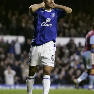 A Dejected Mikel Arteta: Everton's Disappointment at Goodison Park Against Aston Villa, FA Barclays Premiership, 11/11/06