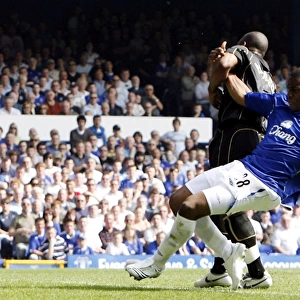 Determined Strike: Victor Anichebe Scores for Everton Against Portsmouth at Goodison Park, FA Barclays Premiership, May 5, 2007