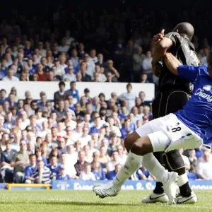 Determined Strike: Victor Anichebe Scores for Everton Against Portsmouth at Goodison Park, FA Barclays Premiership, May 5, 2007 Determined Strike: Victor Anichebe Scores for Everton Against Portsmouth at Goodison Park, FA Barclays Premiership, May 5, 2007