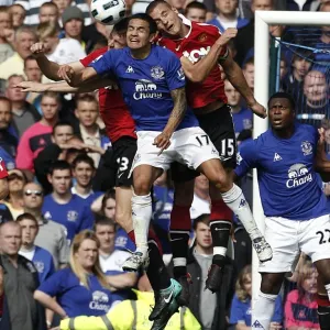 Determined Tim Cahill: Everton's Battle Against Manchester United in the Premier League at Goodison Park Determined Tim Cahill: Everton's Battle Against Manchester United in the Premier League at Goodison Park