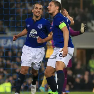 Double the Joy: Jagielka and Osman's Europa League Goal Celebration for Everton