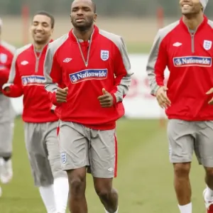 England Training: Darren Bent of Everton in Action at London Colney (March 2009) England Training: Darren Bent of Everton in Action at London Colney (March 2009)