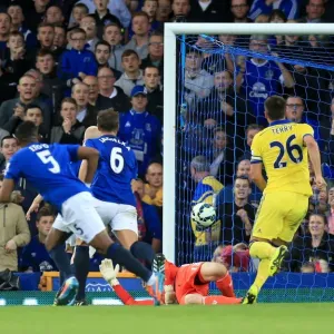 Print of Samuel Eto'o scoring a hat-trick in the Premier League Print of Samuel Eto'o scoring a hat-trick in the Premier League