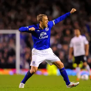 Euphoria at Goodison: Phil Neville's Triumphant Moment as Everton Defeats Tottenham Hotspur in the Barclays Premier League (10 March 2012) Euphoria at Goodison: Phil Neville's Triumphant Moment as Everton Defeats Tottenham Hotspur in the Barclays Premier League (10 March 2012)