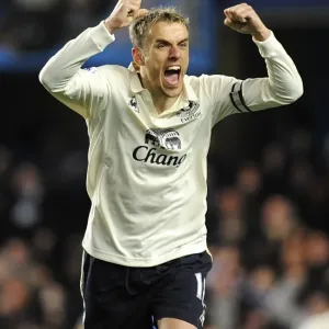 Euphoria Unleashed: Phil Neville's Iconic Celebration of Jermaine Beckford's Equalizer Against Chelsea (Dec. 2010)