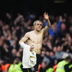 Euphoria Unleashed: Phil Neville's Iconic FA Cup Celebration vs. Chelsea (Everton's Historic Upset at Stamford Bridge, 2011)