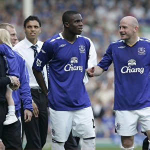 Everton Champions: Lee Carsley and Victor Anichebe's Triumphant Lap of Honor (Everton v Portsmouth, FA Barclays Premiership, Goodison Park, 5/5/07)