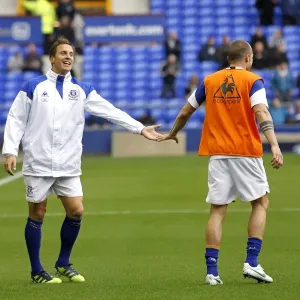Everton FC: Heitinga and Jagielka Pre-Match Warm-Up at Goodison Park (31 March 2012 vs West Bromwich Albion) Everton FC: Heitinga and Jagielka Pre-Match Warm-Up at Goodison Park (31 March 2012 vs West Bromwich Albion)