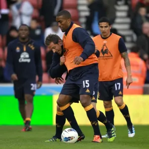 Everton FC: Jagielka and Distin in Focus at Britannia Stadium before Stoke City Showdown (BPL 2012) Everton FC: Jagielka and Distin in Focus at Britannia Stadium before Stoke City Showdown (BPL 2012)
