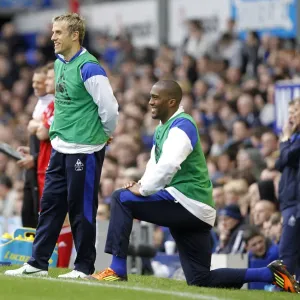 Everton FC: Phil Neville and Sylvain Distin Pre-Match Warm-Up at Goodison Park (vs West Bromwich Albion, BPL 2012) Everton FC: Phil Neville and Sylvain Distin Pre-Match Warm-Up at Goodison Park (vs West Bromwich Albion, BPL 2012)