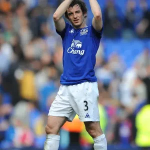 Everton FC's Leighton Baines: Celebrating Victory Over Blackburn Rovers in the Barclays Premier League (16 April 2011, Goodison Park) Everton FC's Leighton Baines: Celebrating Victory Over Blackburn Rovers in the Barclays Premier League (16 April 2011, Goodison Park)
