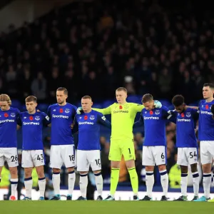 Everton Players Honor Armistice Day with a Minutes Silence before Premier League Match against Watford at Goodison Park