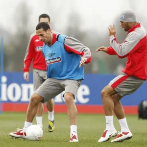 Everton Stars: Ferdinand and Lescott in Training with England Squad Everton Stars: Ferdinand and Lescott in Training with England Squad