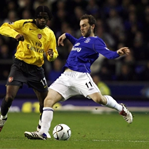 Everton v Arsenal Carling Cup Fourth Round James McFadden in action against Alexandre Song