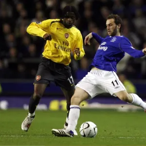 Everton v Arsenal Carling Cup Fourth Round James McFadden in action against Alexandre Song Everton v Arsenal Carling Cup Fourth Round James McFadden in action against Alexandre Song