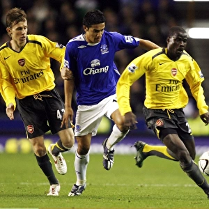 Everton v Arsenal Carling Cup Fourth Round Tim Cahill is challenged by Mark Randall