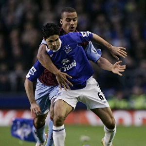 Everton v Aston Villa Evertons Mikel Arteta in action against Aston Villas Gabriel Agbonlahor