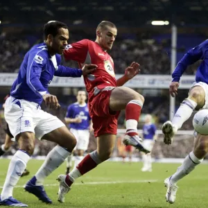 Everton v Blackburn Rovers FA Cup 3rd Round David Bentley under pressure from Phil Neville