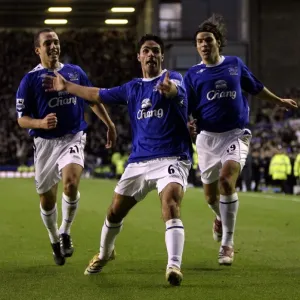 Everton v Bolton - Mikel Arteta celebrates after scoring the only goal of the game Everton v Bolton - Mikel Arteta celebrates after scoring the only goal of the game
