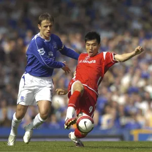 Everton v Charlton Athletic Phil Neville and Zheng Zhi