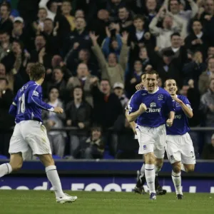 Everton v Fulham Alan Stubbs celebrates scoring for Everton