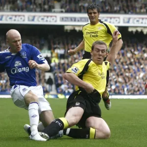 Everton v Manchester City Andrew Johnson of Everton in action against Richard Dunne Everton v Manchester City Andrew Johnson of Everton in action against Richard Dunne