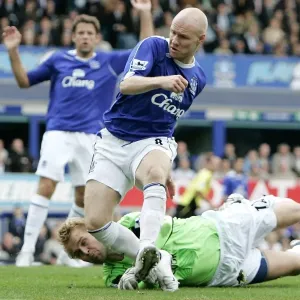Everton v Manchester City Evertons Andrew Johnson and Manchester Citys Nick Weaver Everton v Manchester City Evertons Andrew Johnson and Manchester Citys Nick Weaver