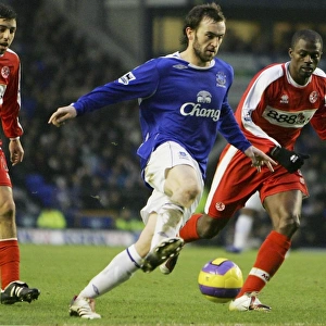 Everton v Middlesbrough James McFadden in action with George Boateng