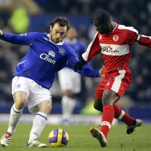 Everton v Middlesbrough James McFadden in action with George Boateng Everton v Middlesbrough James McFadden in action with George Boateng