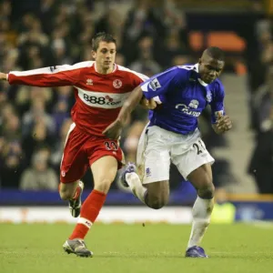 Everton v Middlesbrough Victor Anichebe in action with Middlesboroughs Andrew Taylor